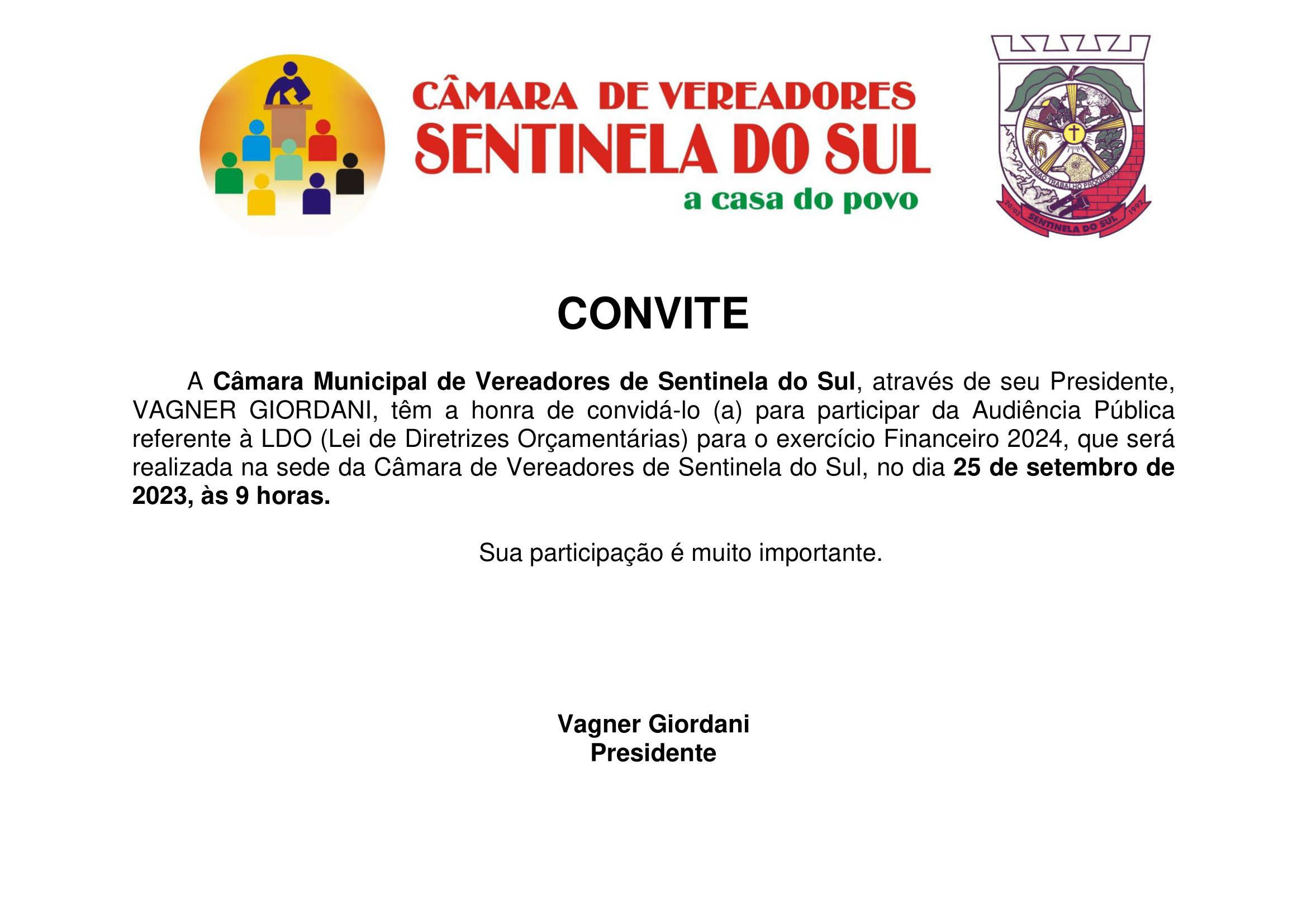 Audiência Pública LDO (Lei de Diretrizes Orçamentarias para o Exercício Financeiro 2024)