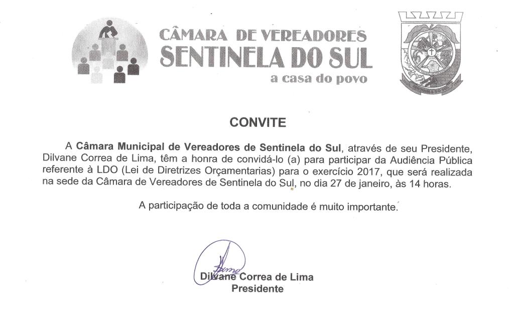 Convite Audiência Pública - LDO 2017