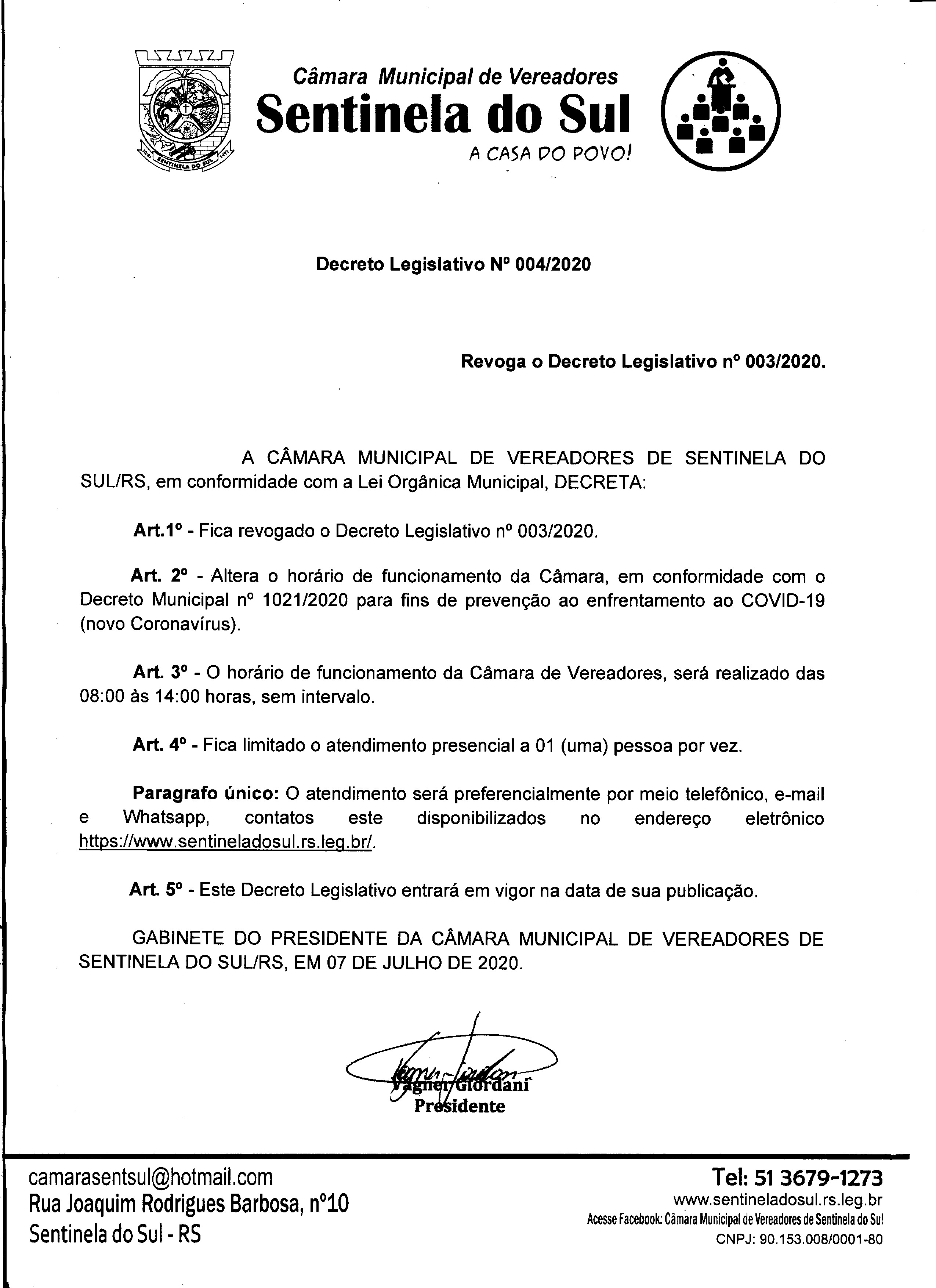 DECRETO 004/2020