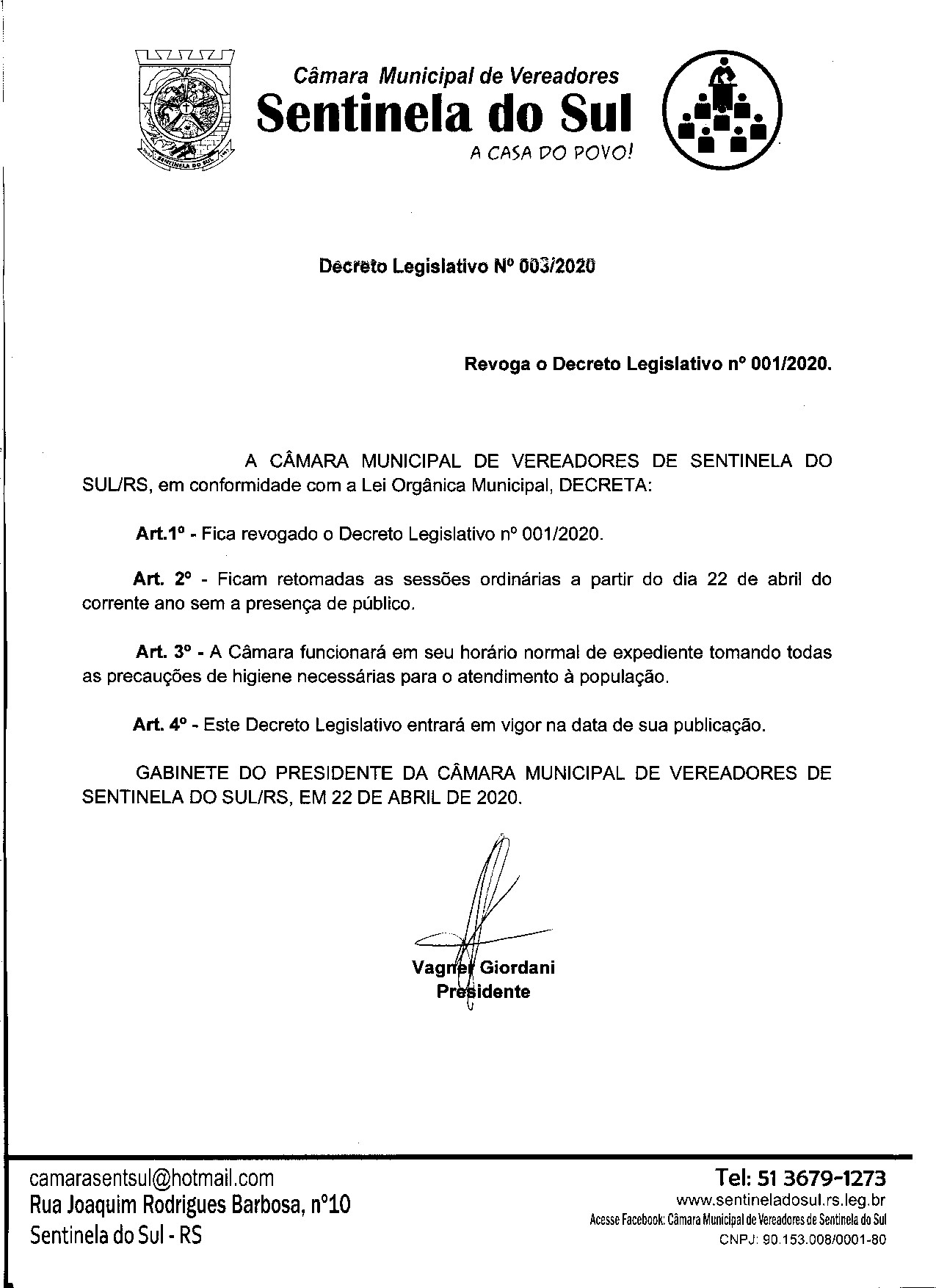 Decreto Legislativo 003/2020